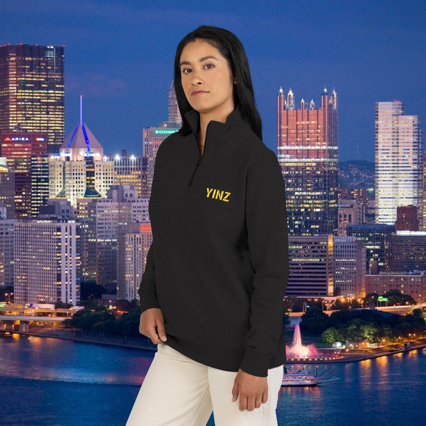 YINZ 1/4 Zip Pullover Embroidered Pittsburghese Left Chest | Pittsburgh Quarter Zip | Yinzer Gift | Steel City Top