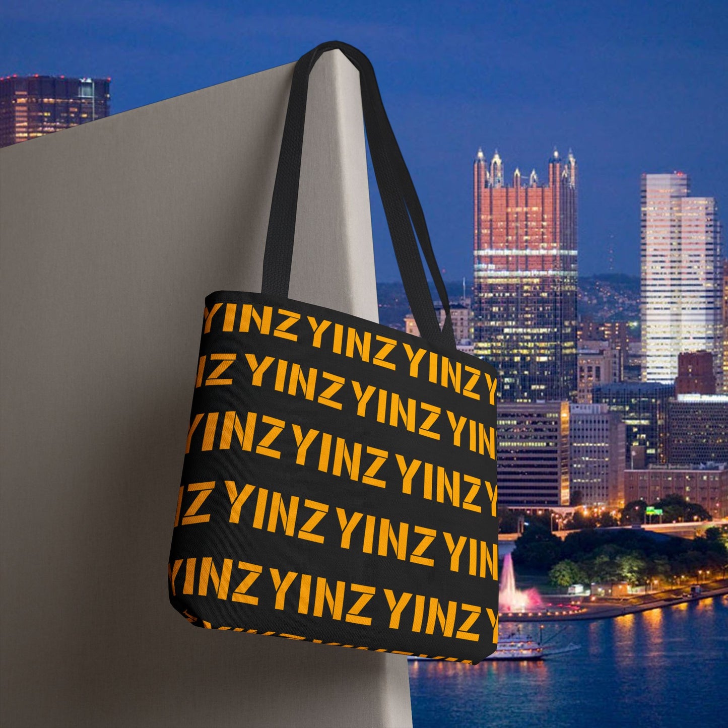 Yinz Pittsburgh Tote Bag 18x18 Canvas | Pittsburghese Pattern Shopper | Reusable Market Bag | Yinzer Gift | Steel City Bag
