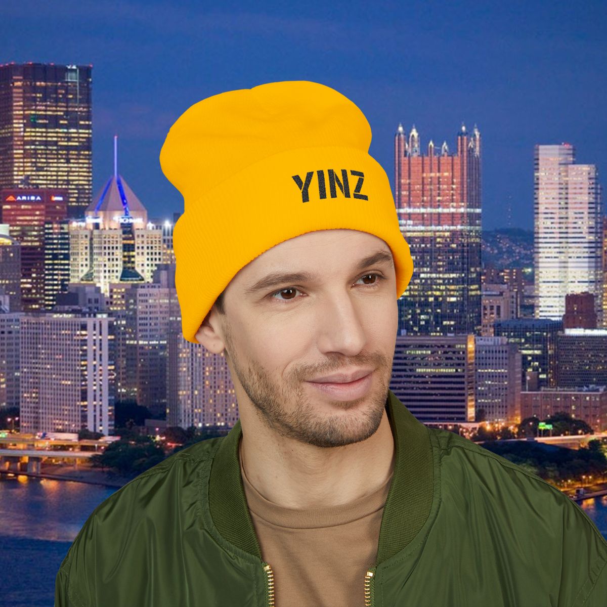 YINZ Embroidered Beanie Hat | Pittsburgh Knit Beanie | Black Embroidered Yinz | Yinzer Winter Hat | Steel City Gift | Pittsburghese Cap