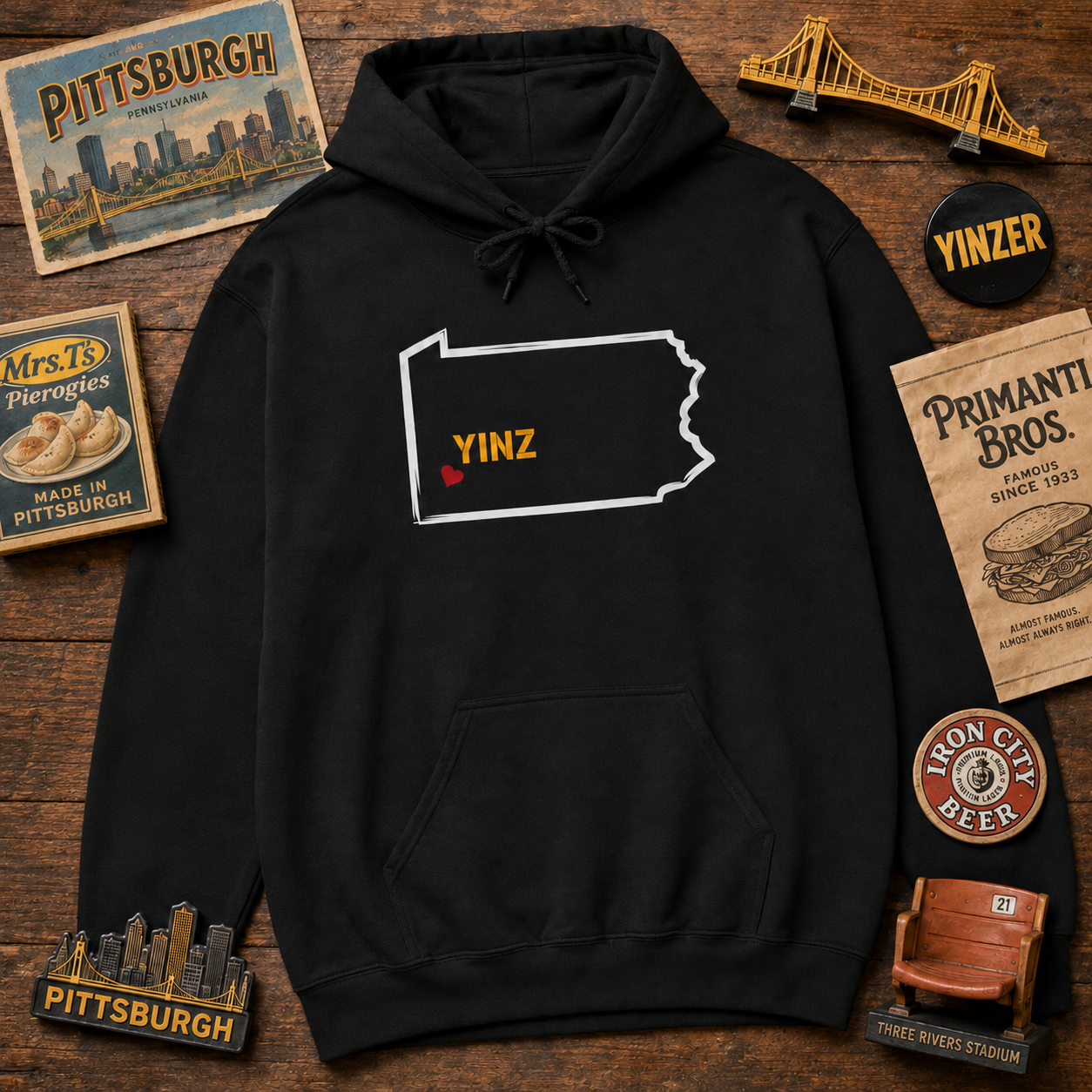 Pittsburgh Yinz Hoodie, Pennsylvania Map Sweatshirt, Yinzer Gift Hoodie, PA State Hoodie, Steel City Sweatshirt