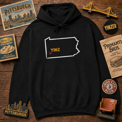 Pittsburgh Yinz Hoodie, Pennsylvania Map Sweatshirt, Yinzer Gift Hoodie, PA State Hoodie, Steel City Sweatshirt