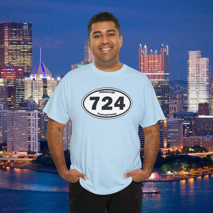724 Area Code T-Shirt Oval Front Graphic | Western PA Tee | Pittsburgh Region Shirt | Pennsylvania Pride | 724 Gift