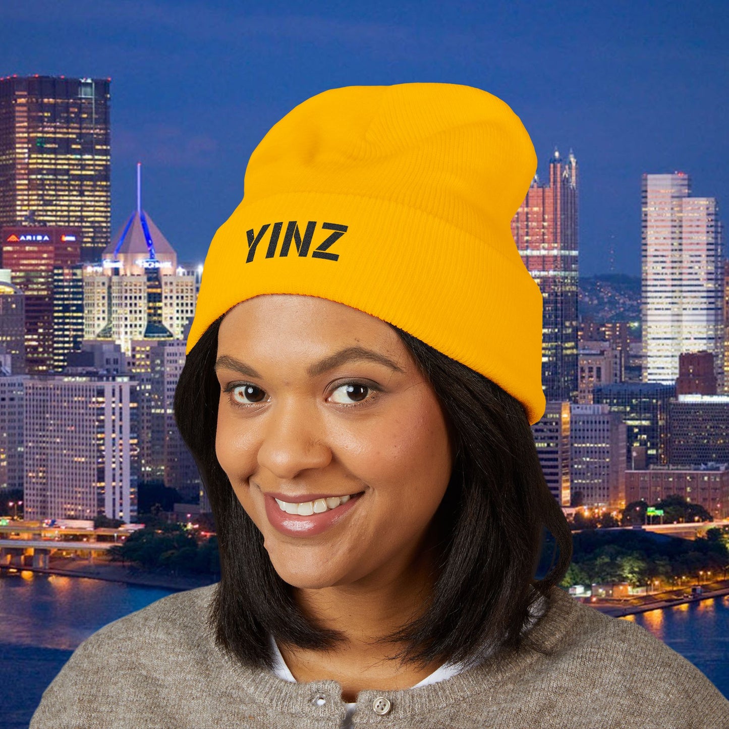 YINZ Embroidered Beanie Hat | Pittsburgh Knit Beanie | Black Embroidered Yinz | Yinzer Winter Hat | Steel City Gift | Pittsburghese Cap