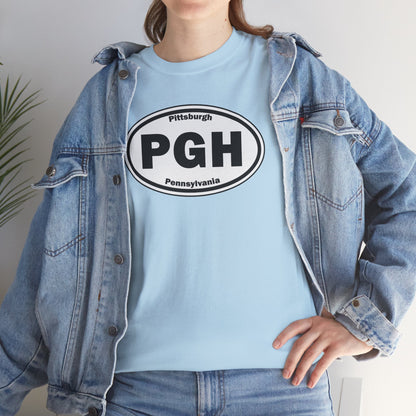 PGH Pittsburgh T-Shirt Oval Logo Front | Steel City Tee | Pittsburgh Pride Shirt | Pennsylvania Graphic Tee | PGH Gift
