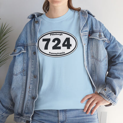 724 Area Code T-Shirt Oval Front Graphic | Western PA Tee | Pittsburgh Region Shirt | Pennsylvania Pride | 724 Gift