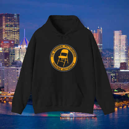 Pittsburgh Parking Chair Hoodie Original Pittsburgh Parking Authority Emblem | Funny Yinzer Pullover | Steel City Gift