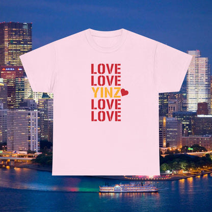 LOVE YINZ T-Shirt with Heart | Pittsburghese Yinzer Tee | PGH Pride Shirt | Black & Gold Love | Pittsburgh Gift