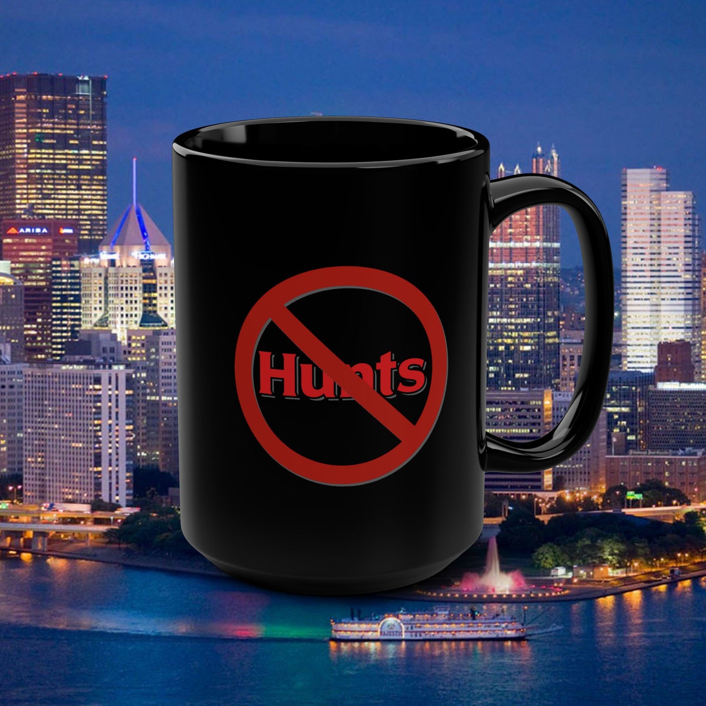 No Hunts Ketchup 15oz Black Mug  | Pittsburgh Heinz Only Coffee Cup | Yinzer Gift