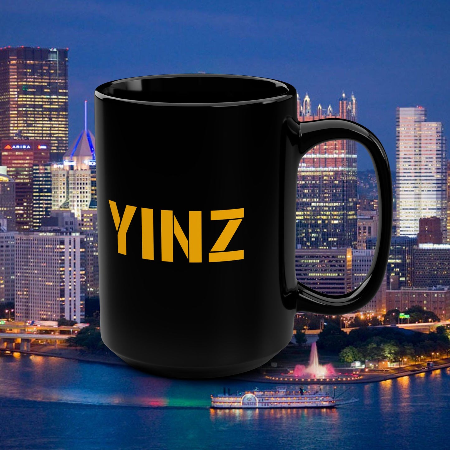 YINZ Pittsburgh Mug 15oz Black Coffee Mug | Pittsburghese Gift | Yinzer Cup | Steel City Coffee Mug | PA Pride