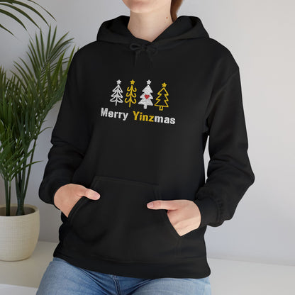 Merry Yinzmas Embroidered Hoodie, Pittsburgh Christmas Sweatshirt, Yinzer Holiday Gift, Christmas Tree Pittsburghese Hoodie
