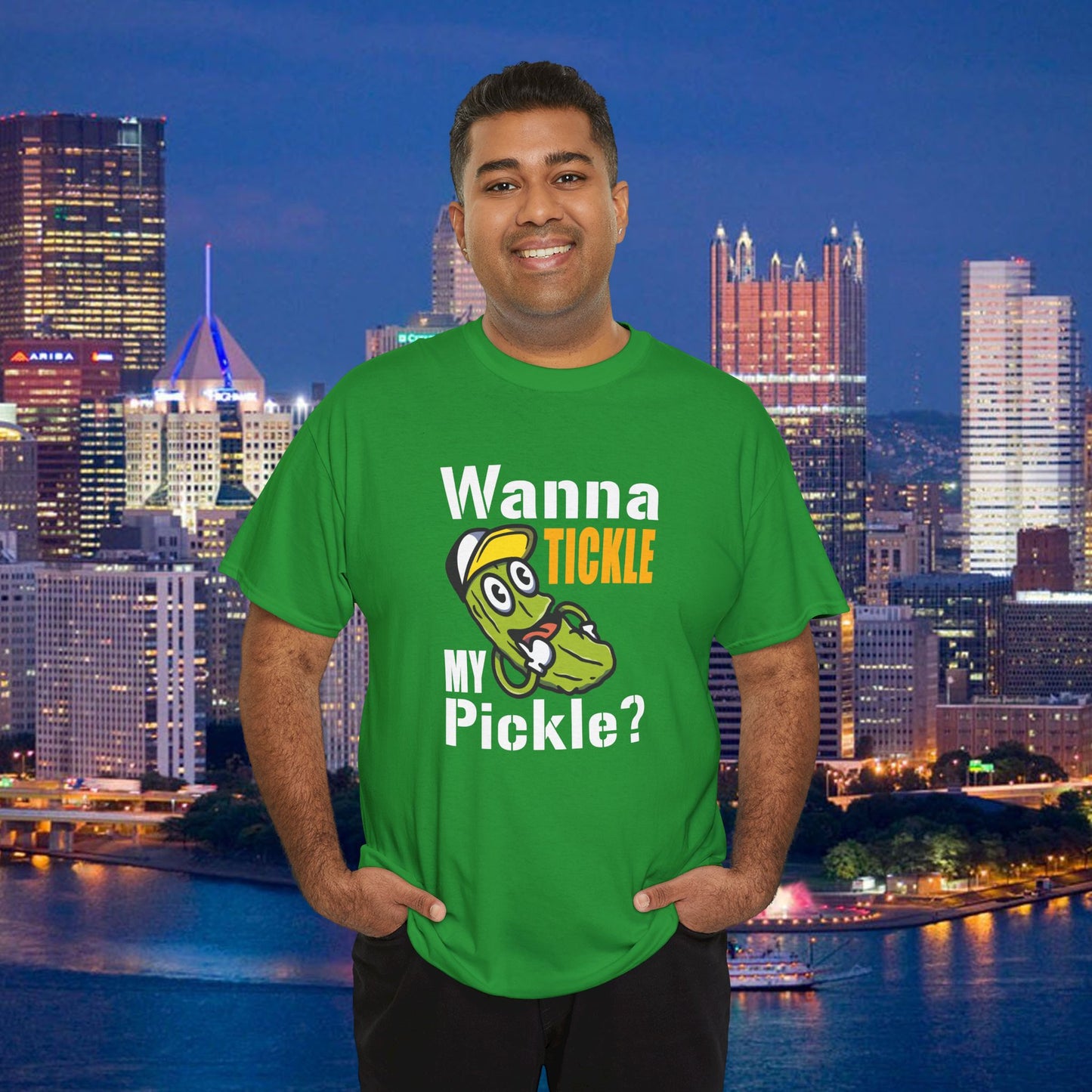 Wanna Tickle My Pickle Shirt  Black & Gold Pittsburgh Hat Funny Yinzer Tee