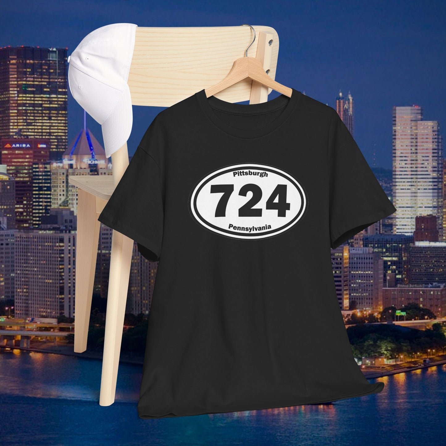 724 Area Code T-Shirt Oval Front Graphic | Western PA Tee | Pittsburgh Region Shirt | Pennsylvania Pride | 724 Gift