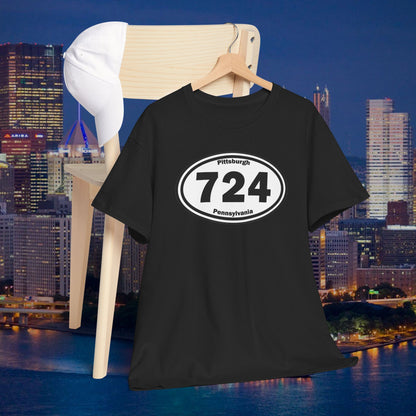 724 Area Code T-Shirt Oval Front Graphic | Western PA Tee | Pittsburgh Region Shirt | Pennsylvania Pride | 724 Gift