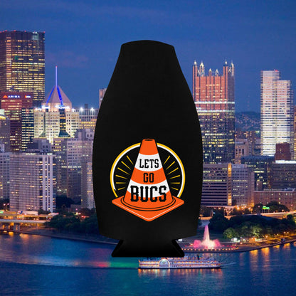 Hoist the Cone Bottle Coozie, Lets Go Bucs Zip-Up Holder, Pittsburgh Baseball Fan Gift, Funny Game Day Drink Sleeve