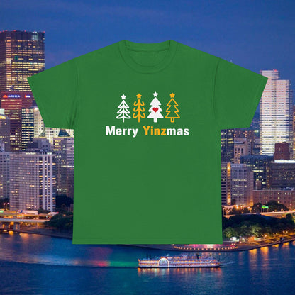 Merry Yinzmas T-Shirt, Pittsburgh Christmas Shirt, Stylized Tree Tee, Yinzer Holiday Gift, Pittsburghese Christmas Shirt