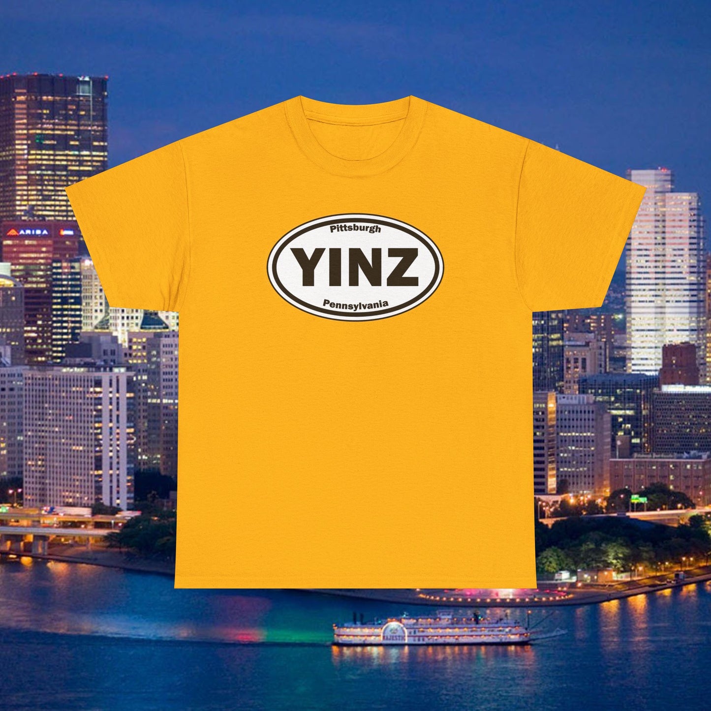 YINZ T-Shirt Pittsburghese Oval Front Graphic | Yinzer Shirt | Steel City Tee | Pittsburgh Pride | Pennsylvania Gift