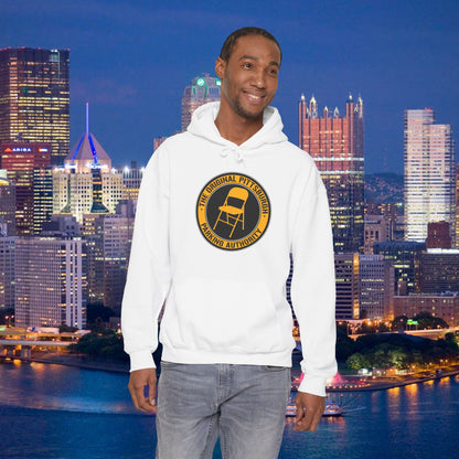 Pittsburgh Parking Chair Hoodie Original Pittsburgh Parking Authority Emblem | Funny Yinzer Pullover | Steel City Gift