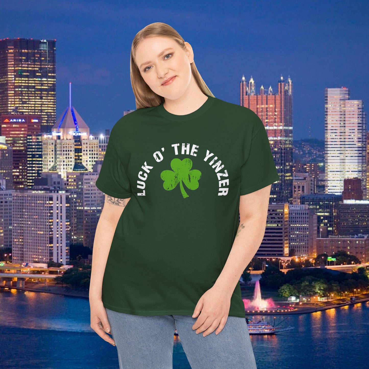 Luck O The Yinzer T-Shirt Shamrock Pittsburghese Tee | Funny St. Patricks Day Shirt | Pittsburgh Irish Gift | Yinzer Tee