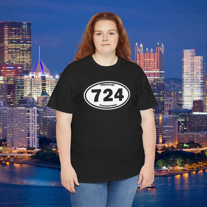724 Area Code T-Shirt Oval Front Graphic | Western PA Tee | Pittsburgh Region Shirt | Pennsylvania Pride | 724 Gift
