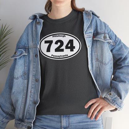 724 Area Code T-Shirt Oval Front Graphic | Western PA Tee | Pittsburgh Region Shirt | Pennsylvania Pride | 724 Gift
