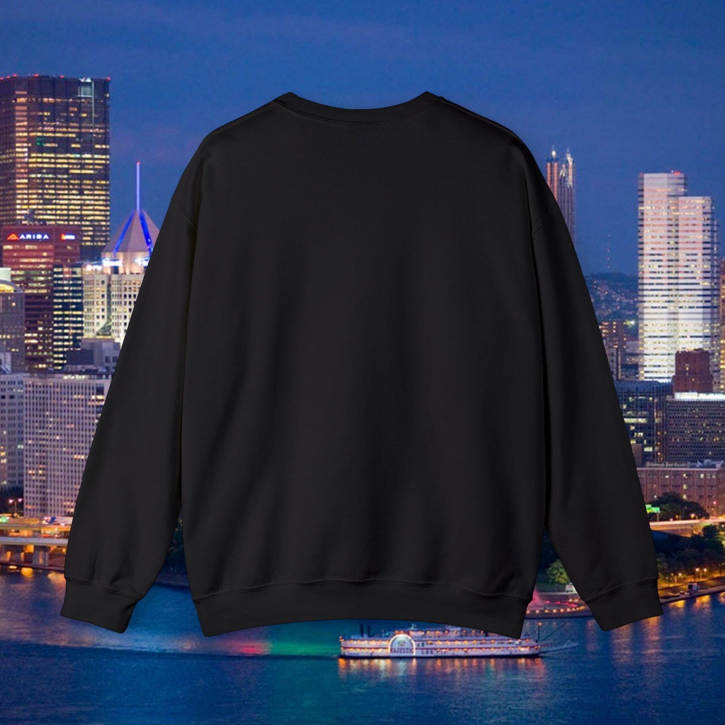 Black YINZ Embroidered Crewneck Sweatshirt, Pittsburghese Apparel, Gold Stitching, Steel City Gift, Unisex Cozy Sweater