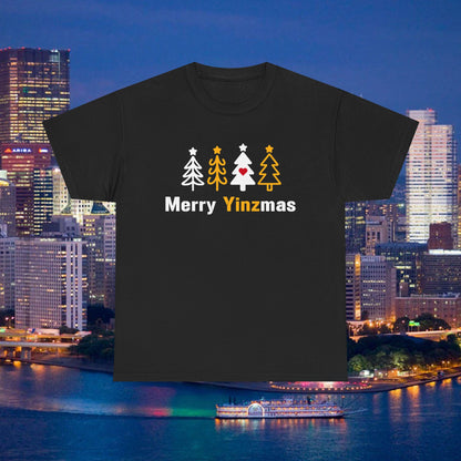 Merry Yinzmas T-Shirt, Pittsburgh Christmas Shirt, Stylized Tree Tee, Yinzer Holiday Gift, Pittsburghese Christmas Shirt