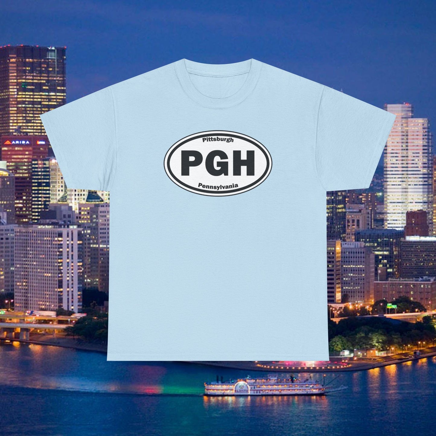 PGH Pittsburgh T-Shirt Oval Logo Front | Steel City Tee | Pittsburgh Pride Shirt | Pennsylvania Graphic Tee | PGH Gift
