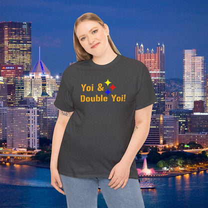 Yoi and Double Yoi! Pittsburghese T-Shirt | Vintage Steelers Fan Saying | Yinzer Sports Call Tee | Pittsburgh Football Humor Shirt