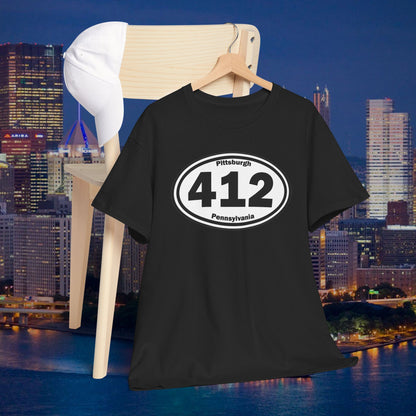 412 Pittsburgh T-Shirt Area Code Tee with Oval Design | Steel City Shirt | Pittsburgh Pride Gift | PA Graphic Tee