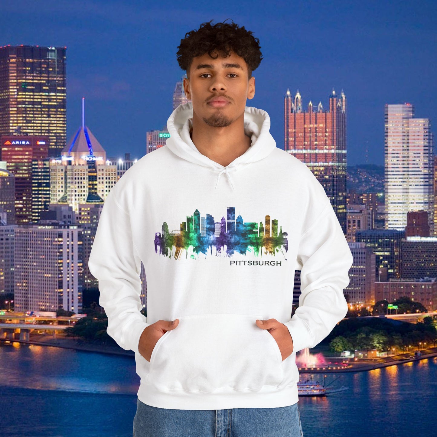 Pittsburgh Skyline Hoodie Stylized Steel City Graphic | PGH Pullover Sweatshirt | Pittsburgh Pride | Pennsylvania Gift