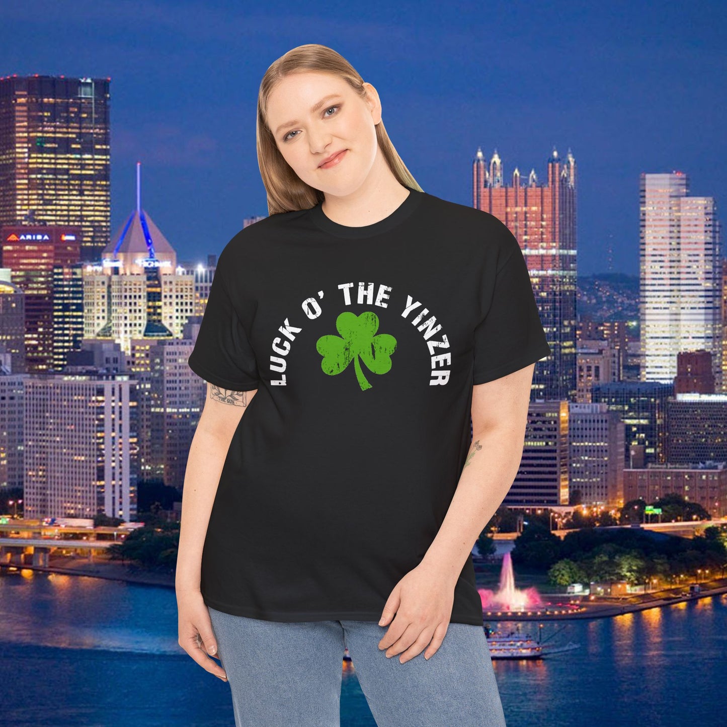 Luck O The Yinzer T-Shirt Shamrock Pittsburghese Tee | Funny St. Patricks Day Shirt | Pittsburgh Irish Gift | Yinzer Tee