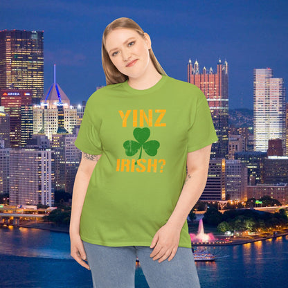 Yinz Irish T-Shirt Pittsburghese Shamrock Tee | Funny St. Patricks Day Shirt | Yinzer Irish Shirt | PGH Gift