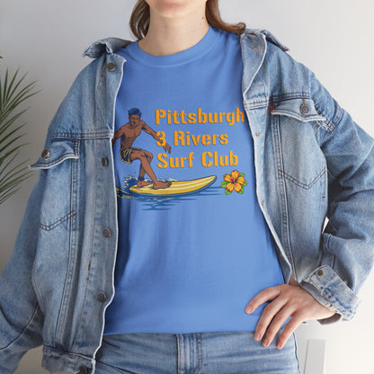 3 Rivers Surf Club T-Shirt | Pittsburgh Parody Surf Tee | Yinzer River Life Shirt | Steel City Humor Graphic Tee | PGH Gift