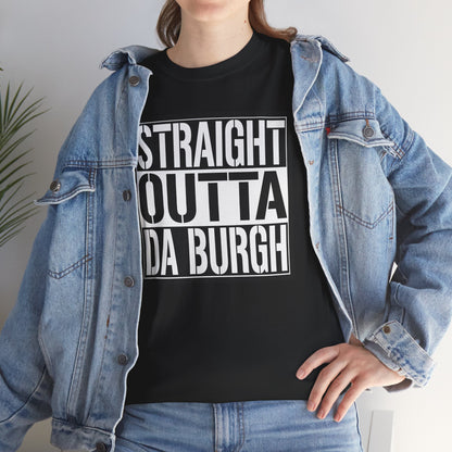 Straight Outta Da Burgh T-Shirt | Pittsburgh Parody Block Tee | Yinzer PGH Humor Shirt | Steel City Gift