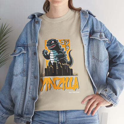 YINZILLA Black and Gold T-Shirt Giant Lizard & Pittsburgh Skyline Silhouette Funny Yinzer PGH Monster Tee