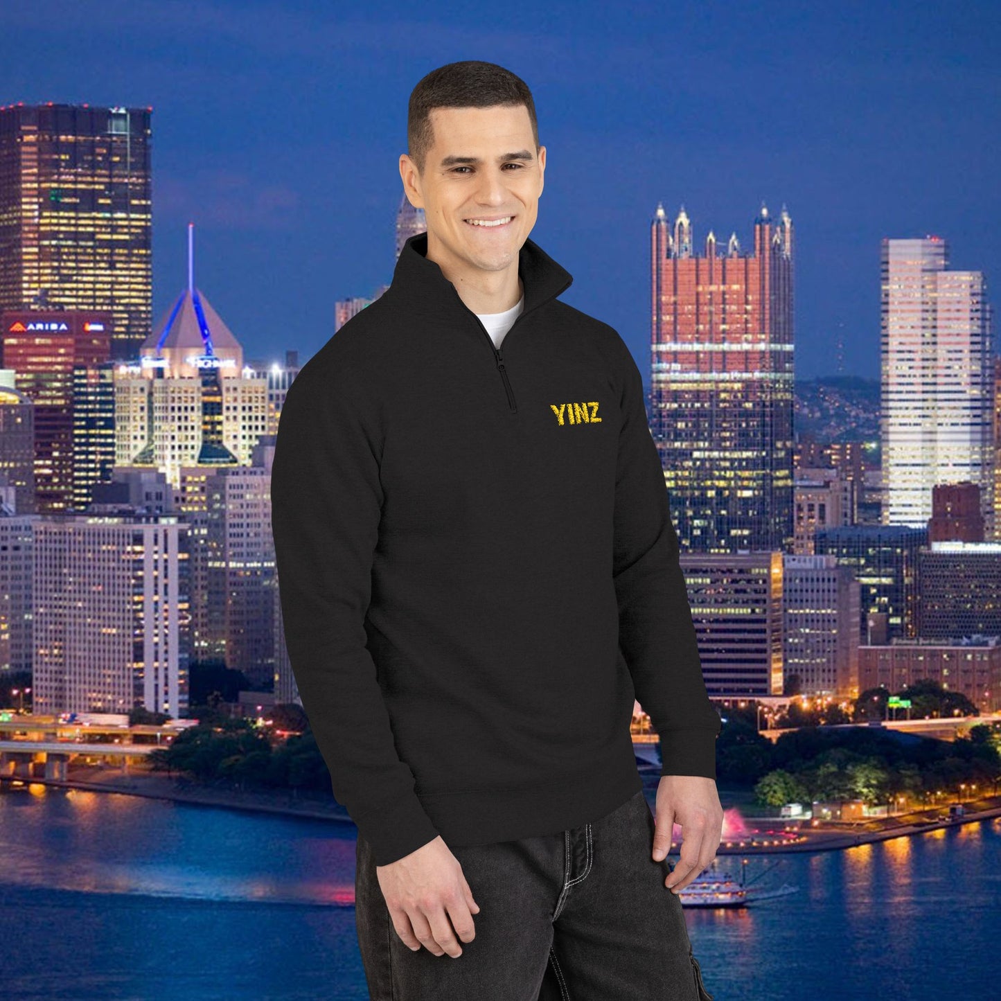 YINZ 1/4 Zip Pullover Embroidered Pittsburghese Left Chest | Pittsburgh Quarter Zip | Yinzer Gift | Steel City Top