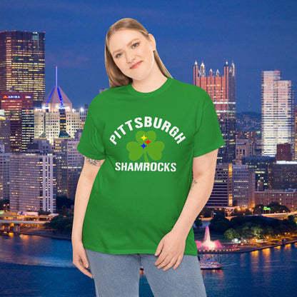 Pittsburgh Shamrocks T-Shirt Shamrock + Steel Stars Graphic Tee | Irish PGH Shirt | St. Patricks Day Pittsburgh Tee | Yinzer Gift