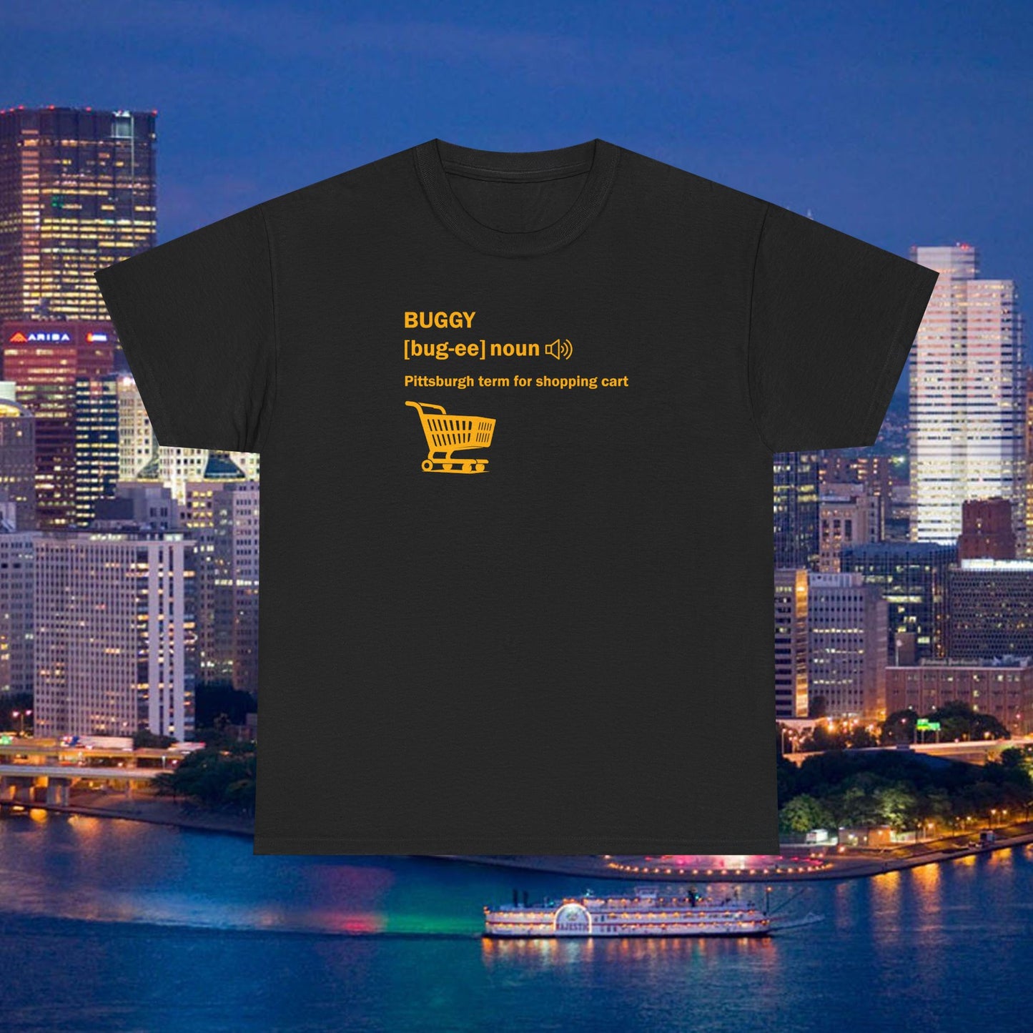 Buggy (Shopping Cart) Pittsburghese Definition T-Shirt | Yinzer Slang PGH Gift | Pittsburgh Humor Tee