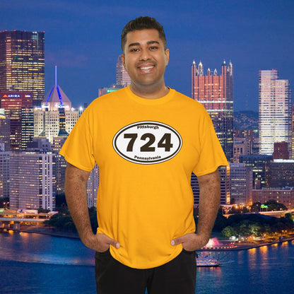 724 Area Code T-Shirt Oval Front Graphic | Western PA Tee | Pittsburgh Region Shirt | Pennsylvania Pride | 724 Gift