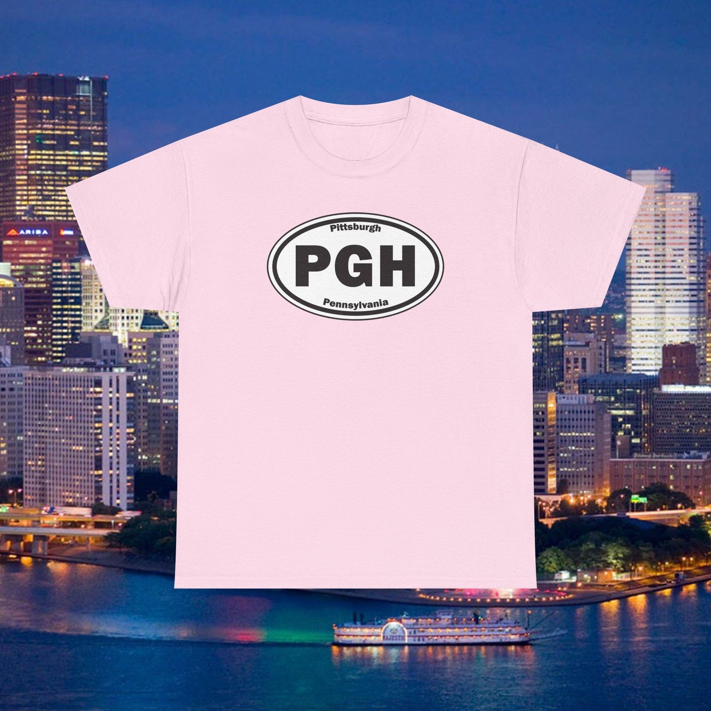 PGH Pittsburgh T-Shirt Oval Logo Front | Steel City Tee | Pittsburgh Pride Shirt | Pennsylvania Graphic Tee | PGH Gift