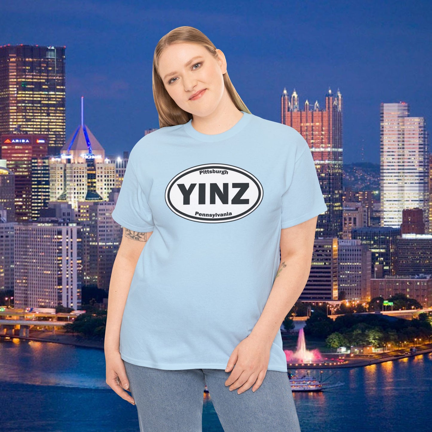 YINZ T-Shirt Pittsburghese Oval Front Graphic | Yinzer Shirt | Steel City Tee | Pittsburgh Pride | Pennsylvania Gift