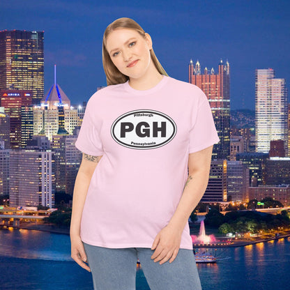 PGH Pittsburgh T-Shirt Oval Logo Front | Steel City Tee | Pittsburgh Pride Shirt | Pennsylvania Graphic Tee | PGH Gift