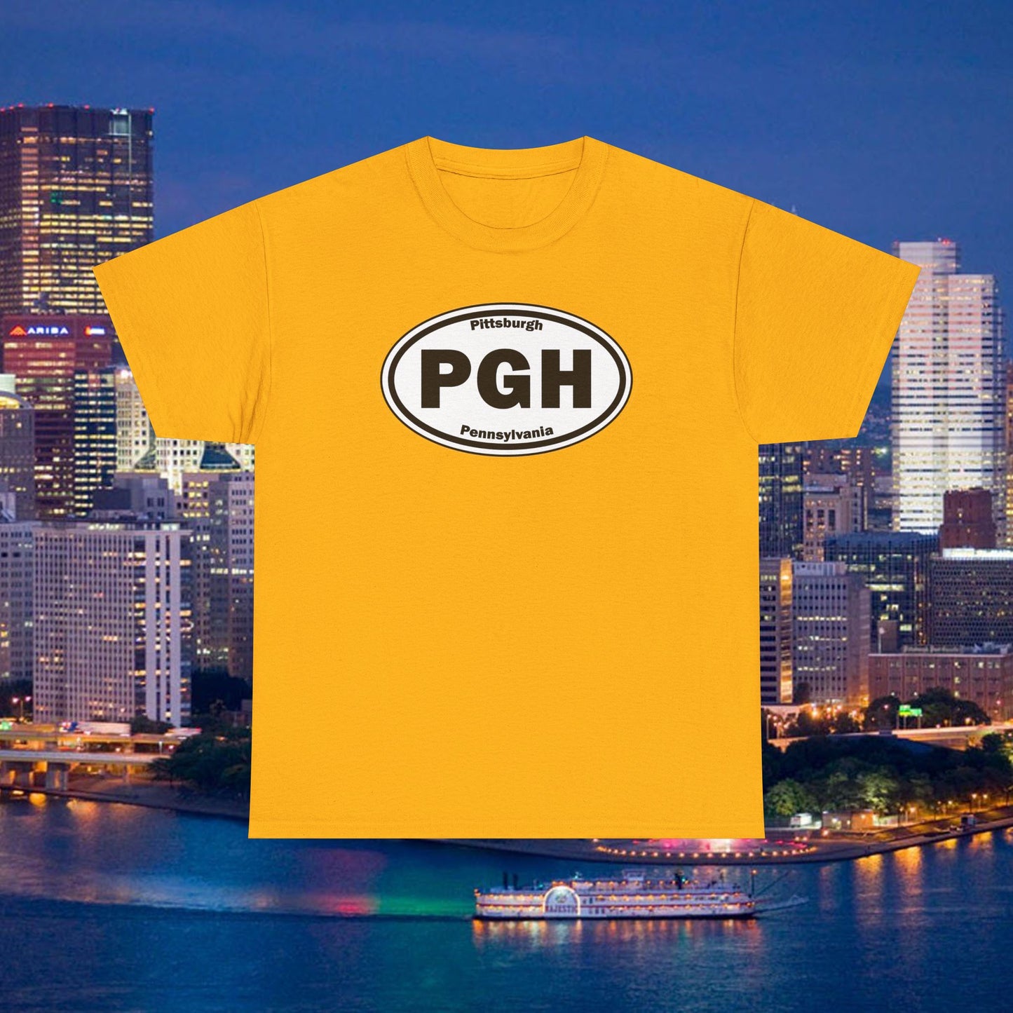 PGH Pittsburgh T-Shirt Oval Logo Front | Steel City Tee | Pittsburgh Pride Shirt | Pennsylvania Graphic Tee | PGH Gift