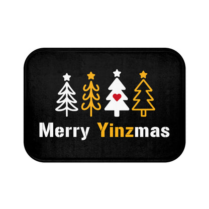 Merry Yinzmas Bath Mat, Pittsburgh Christmas Bathroom Decor, Stylized Tree Rug, Funny Yinzer Holiday Gift
