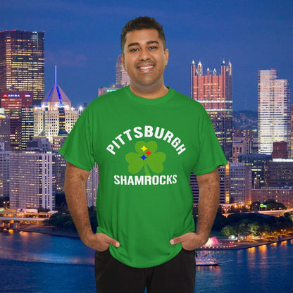 Pittsburgh Shamrocks T-Shirt Shamrock + Steel Stars Graphic Tee | Irish PGH Shirt | St. Patricks Day Pittsburgh Tee | Yinzer Gift