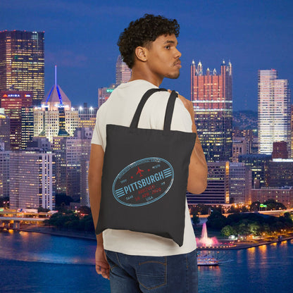 Pittsburgh Airport Travel Stamp Tote Bag PIT Luggage Stamp Design | Pittsburgh Tote | Travel Gift | Steel City Souvenir Bag