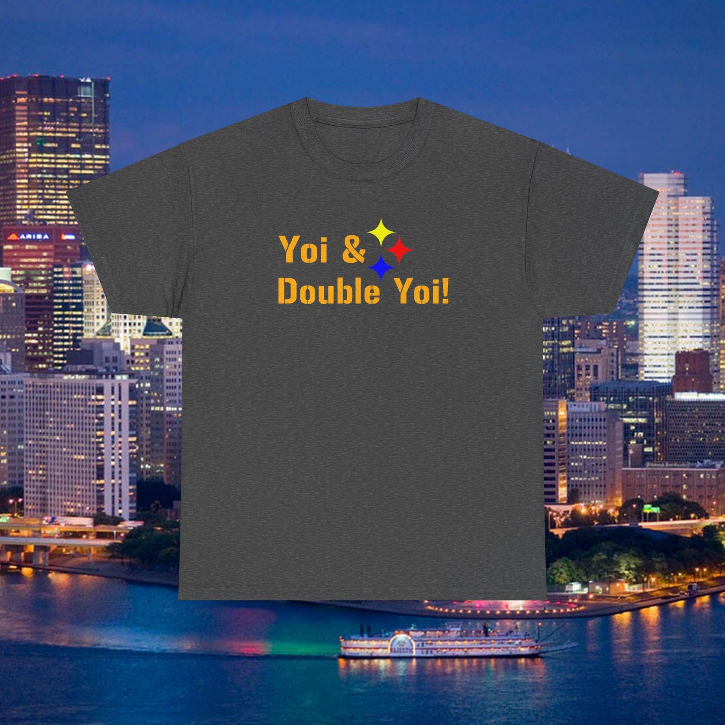 Yoi and Double Yoi! Pittsburghese T-Shirt | Vintage Steelers Fan Saying | Yinzer Sports Call Tee | Pittsburgh Football Humor Shirt