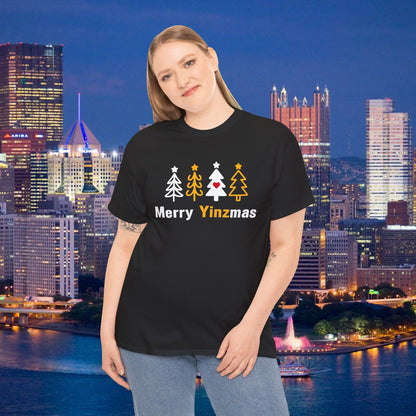 Merry Yinzmas T-Shirt, Pittsburgh Christmas Shirt, Stylized Tree Tee, Yinzer Holiday Gift, Pittsburghese Christmas Shirt
