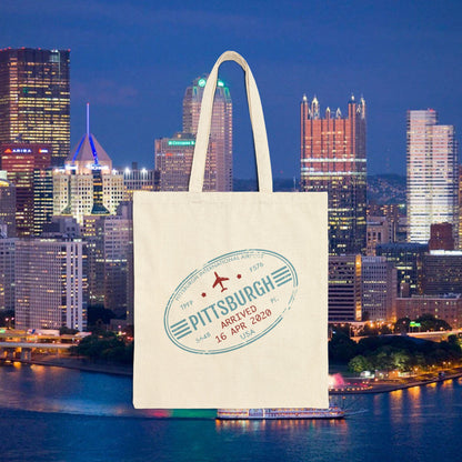 Pittsburgh Airport Travel Stamp Tote Bag PIT Luggage Stamp Design | Pittsburgh Tote | Travel Gift | Steel City Souvenir Bag