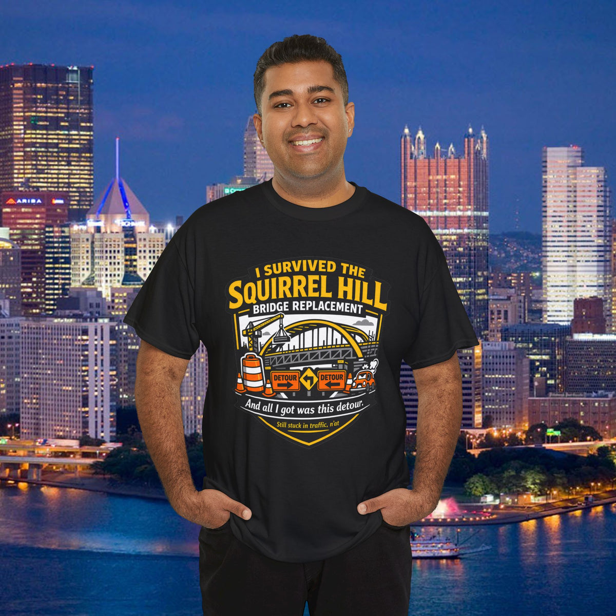 I Survived the Squirrel Hill Bridge Replacement Shirt, Funny Pittsburgh Traffic T-Shirt, Yinzer Detour Tee, Pittsburgh Roadwork Gift